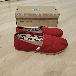 TOMS Classic Red Canvas Alpargata Shoes US 7
